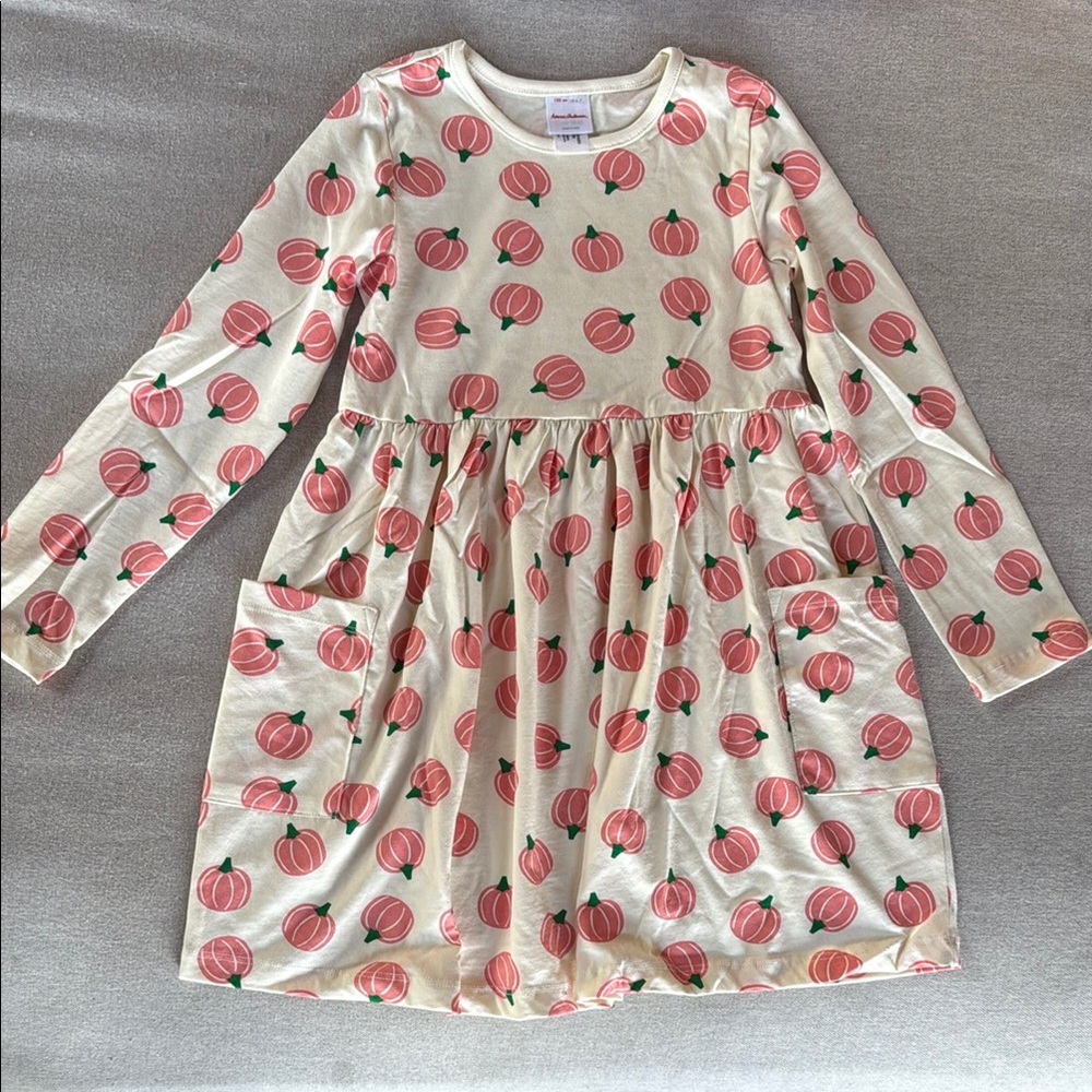 Hanna Andersson Pink Pumpkin Girls Dress 6-7 BRAND NEW